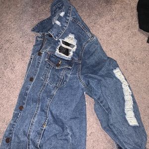 Distressed jean jacket